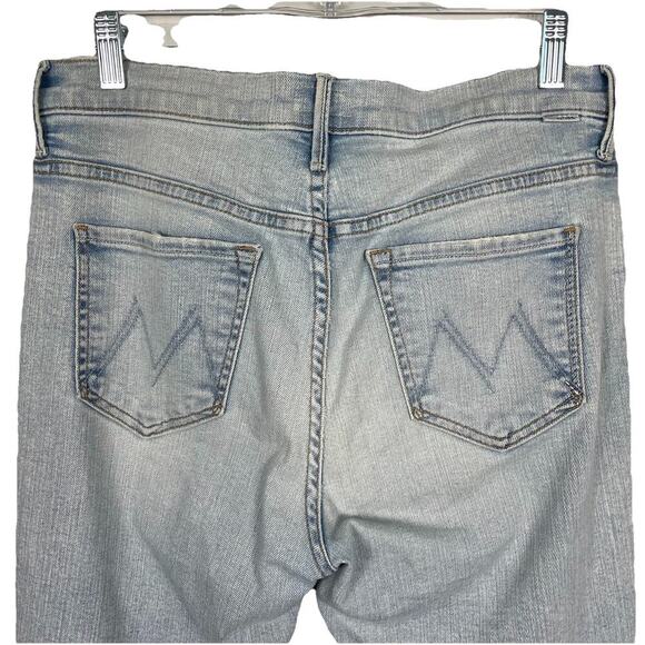 Mother The Stunner Zip Ankle Step Fray Jeans Womens 28x28 Lt Blue Distressed - Picture 1 of 16